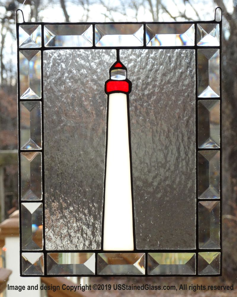 Bodie Island Lighthouse Stained authentic Glass Panel